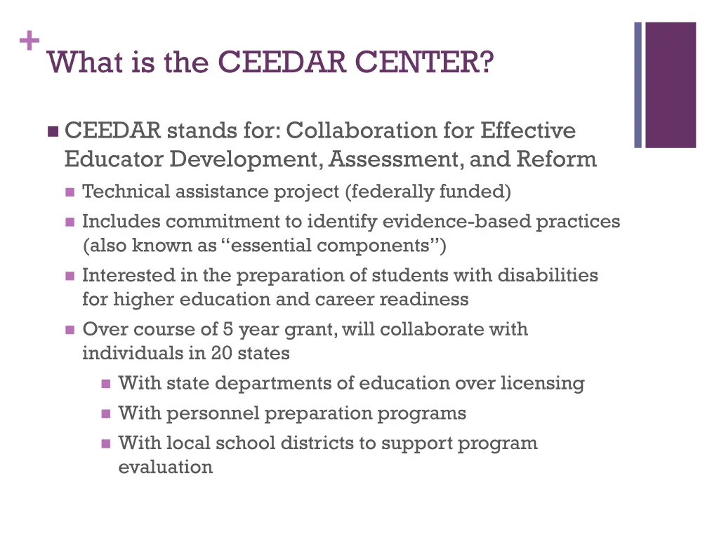 what is the ceedar center