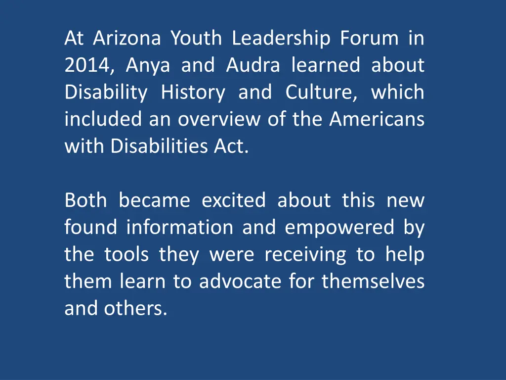 at arizona youth leadership forum in 2014 anya