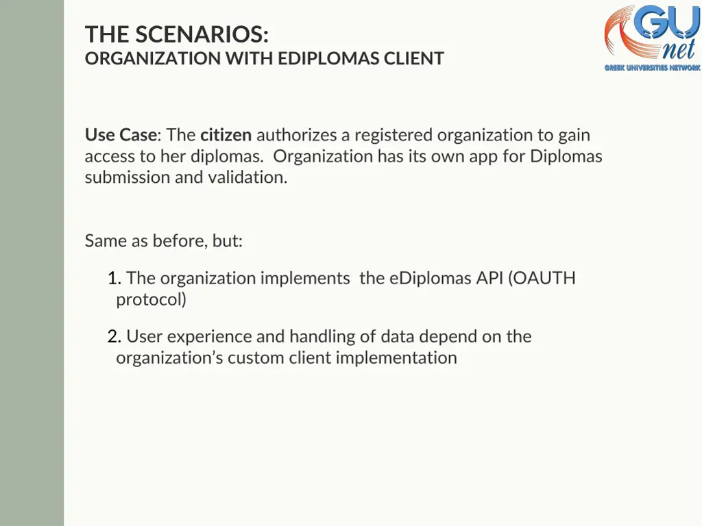 the scenarios organization with ediplomas client