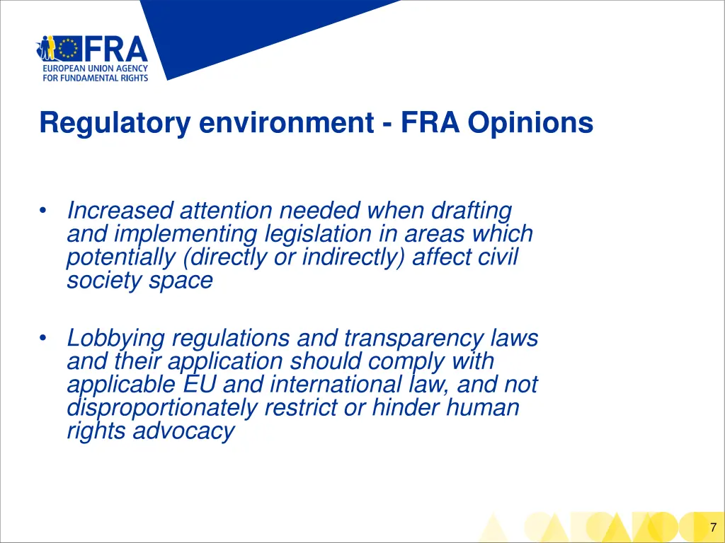 regulatory environment fra opinions