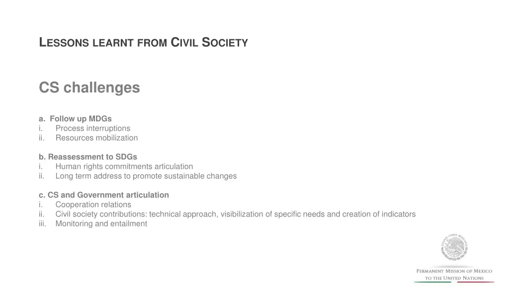 l essons learnt from c ivil s ociety 1