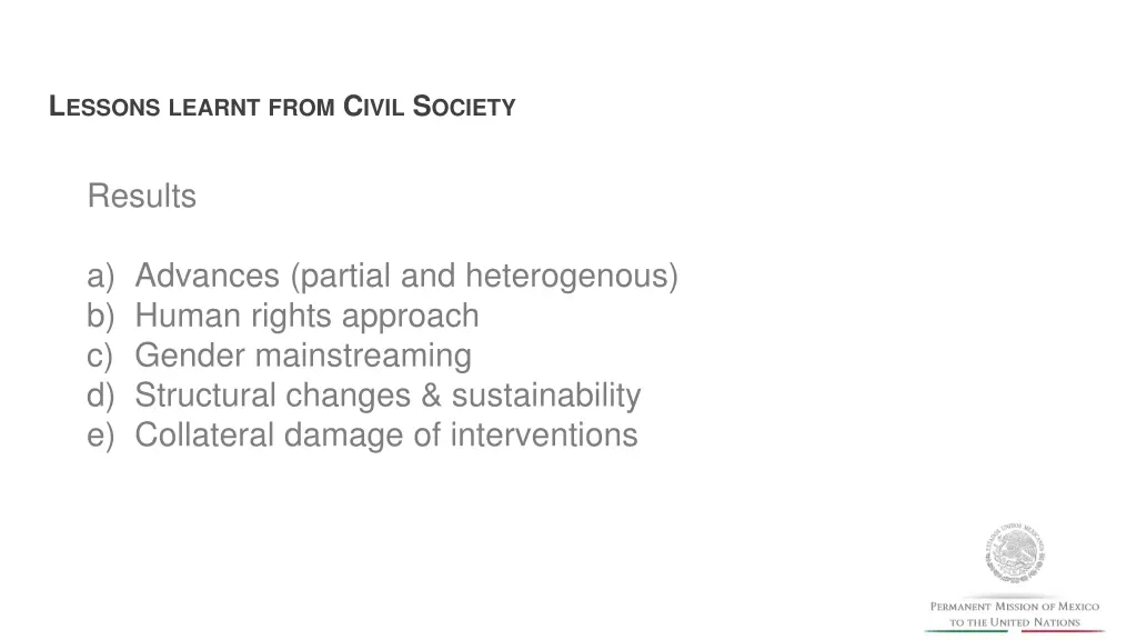 l essons learnt from c ivil s ociety