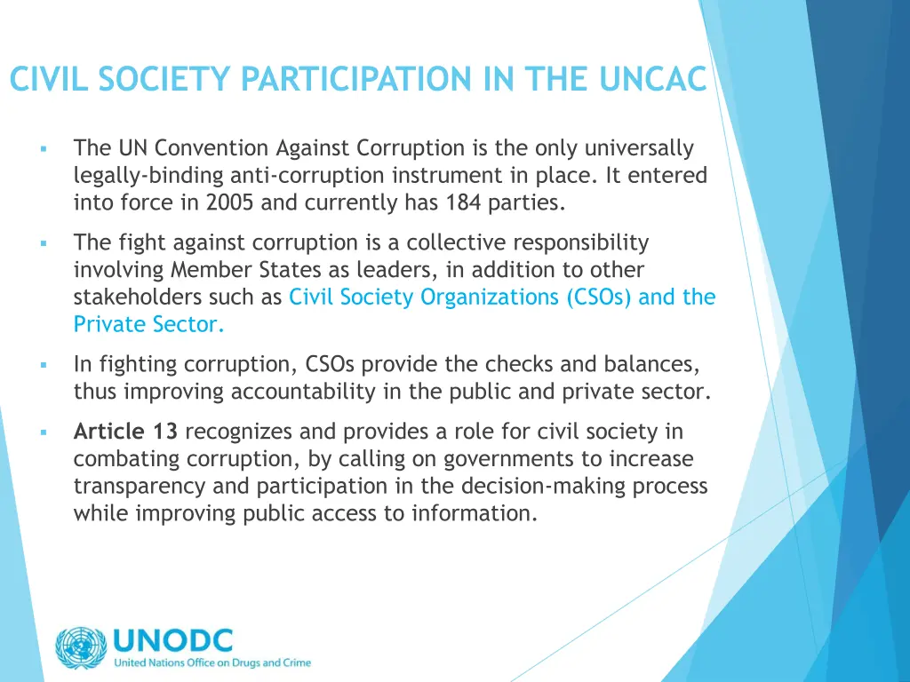 civil society participation in the uncac