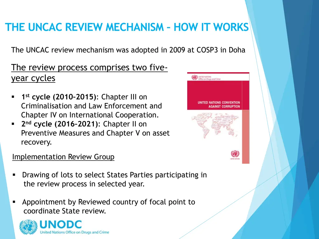 the uncac review mechanism how it works