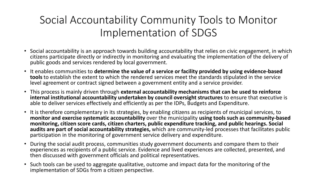 social accountability community tools to monitor