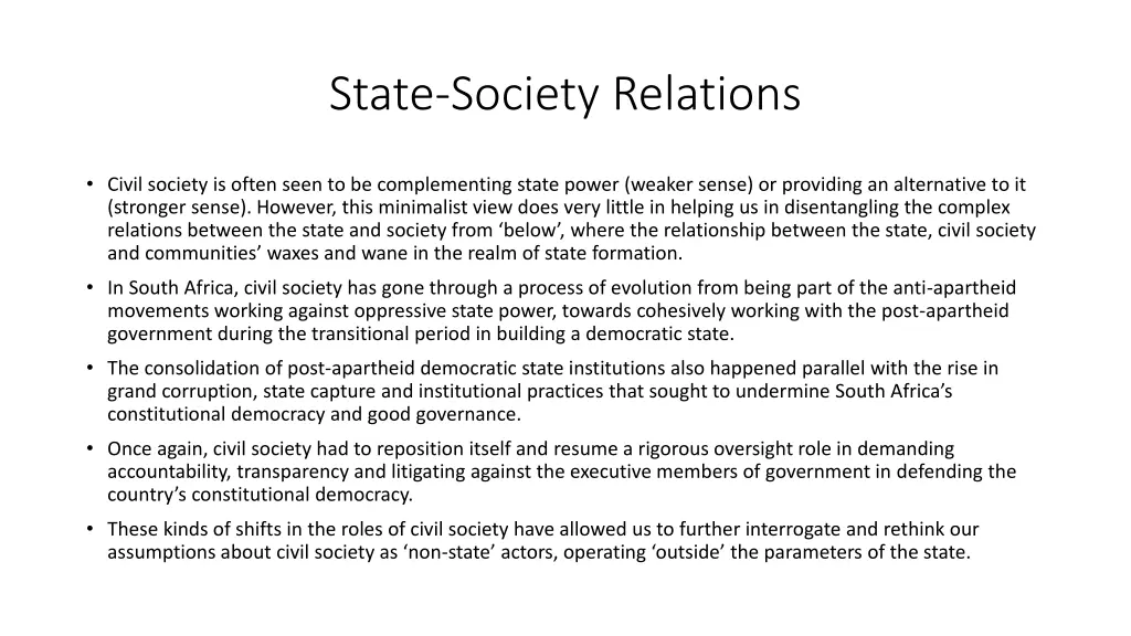 state society relations