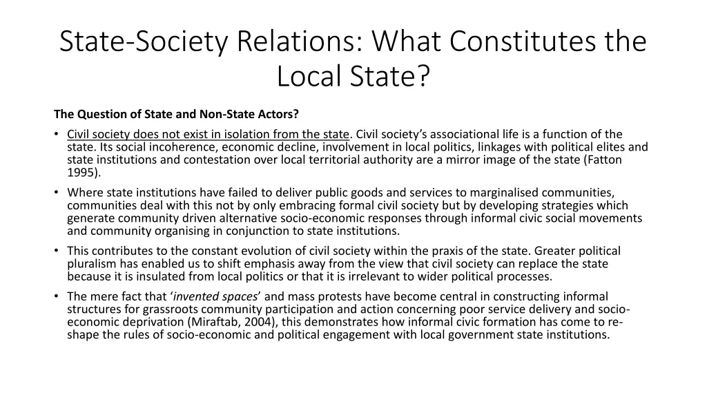 state society relations what constitutes