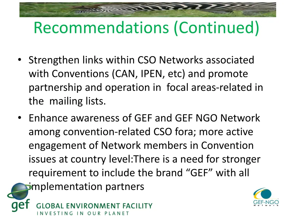 recommendations continued