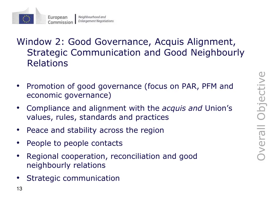 window 2 good governance acquis alignment