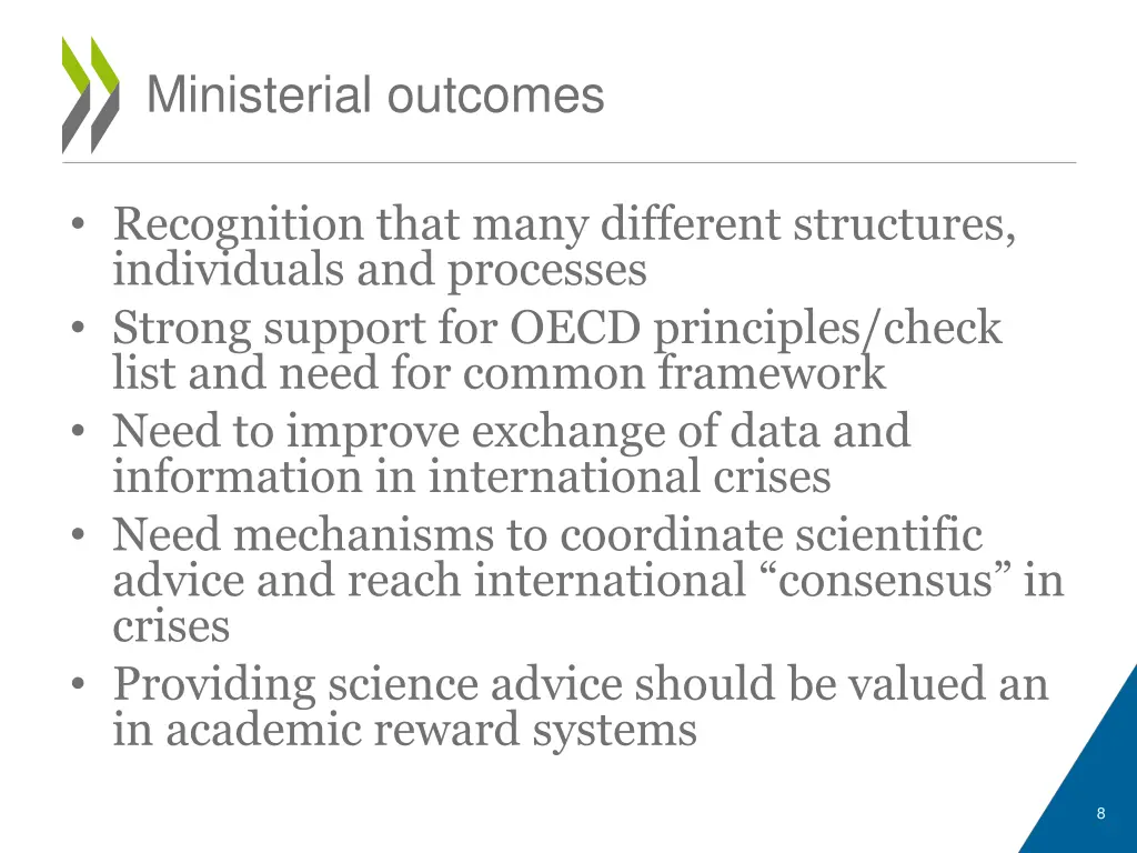 ministerial outcomes