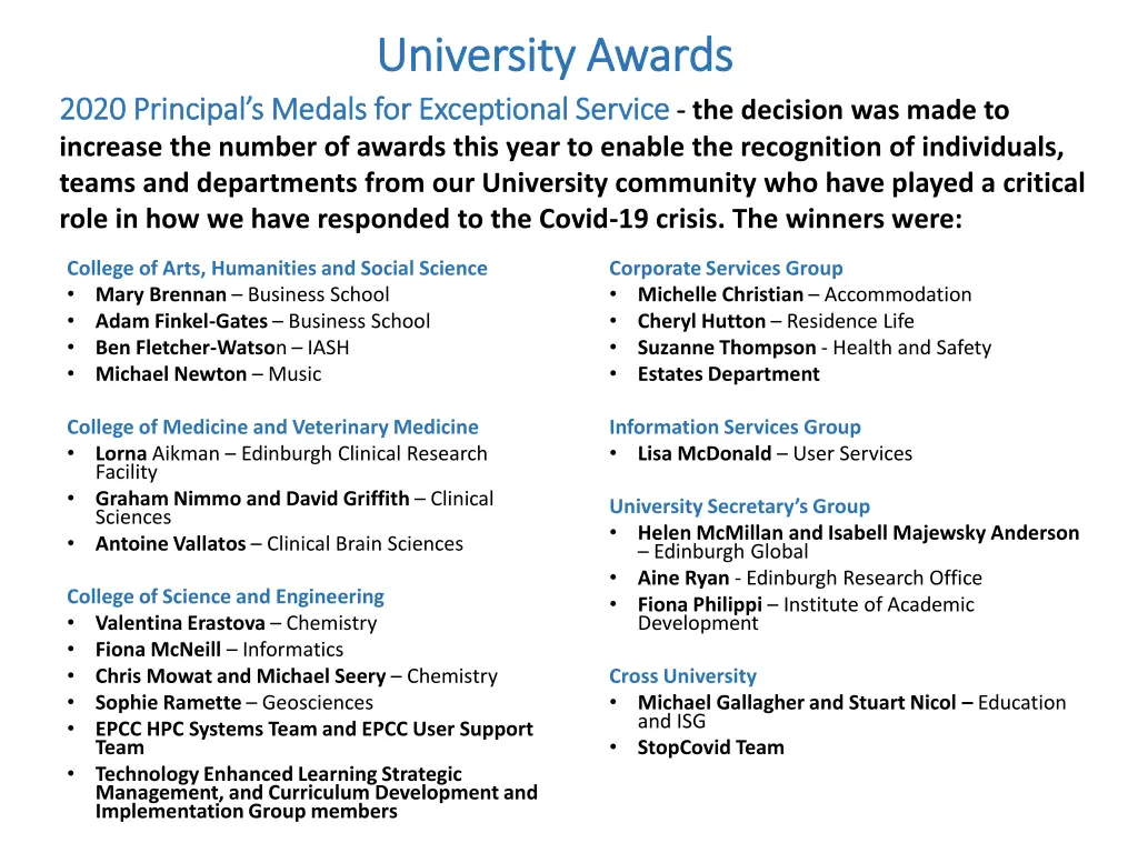 university awards university awards medals