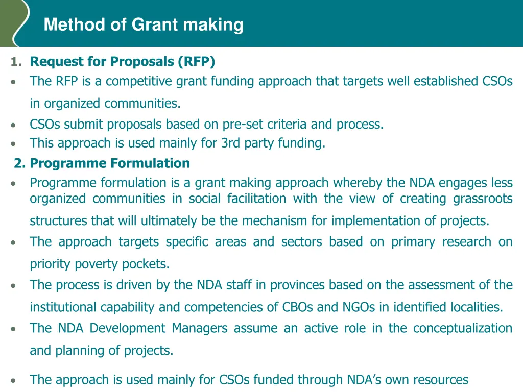 method of grant making