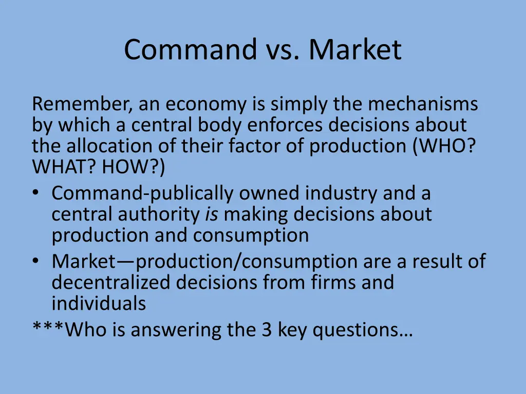 command vs market