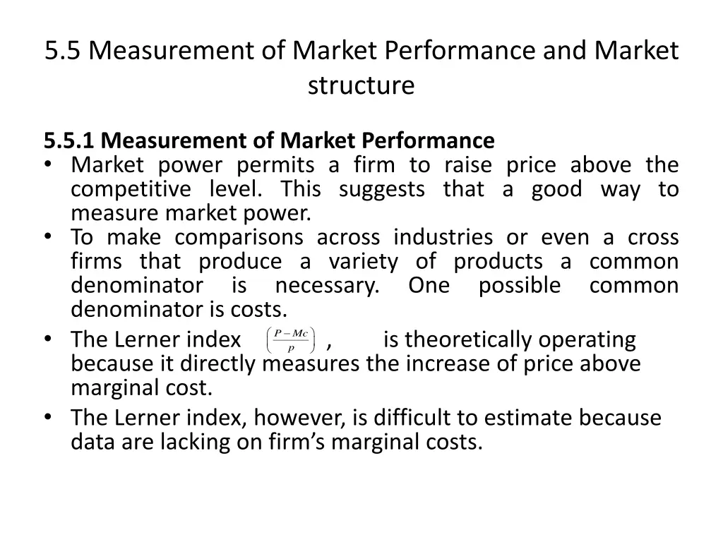 5 5 measurement of market performance and market