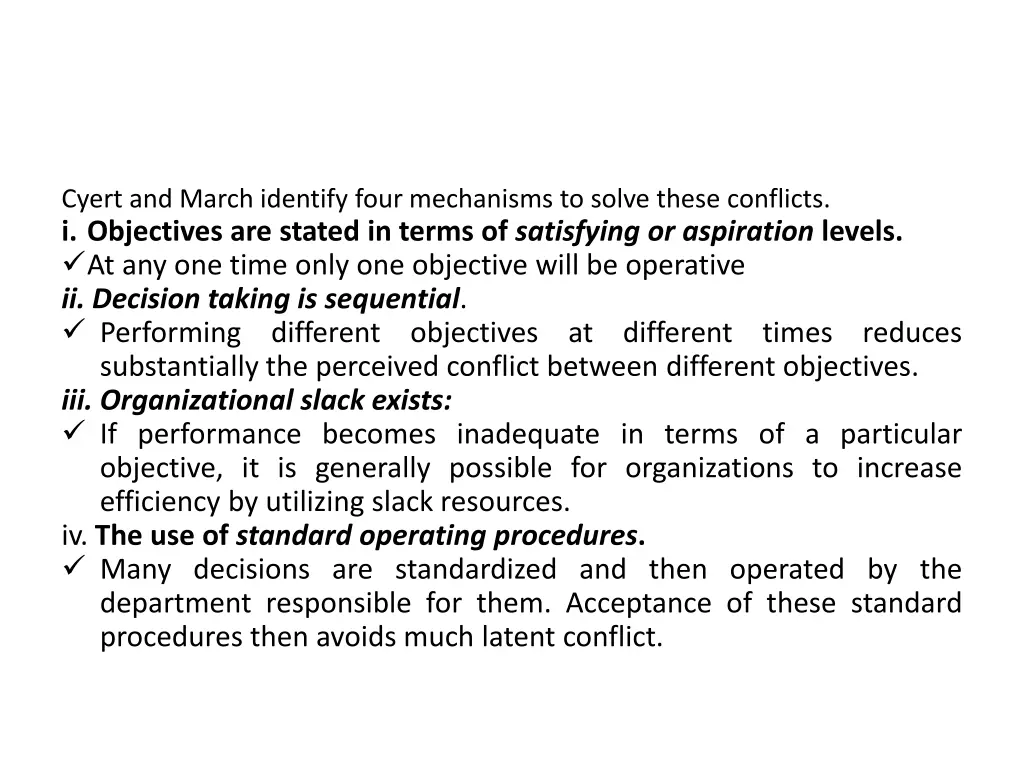 cyert and march identify four mechanisms to solve