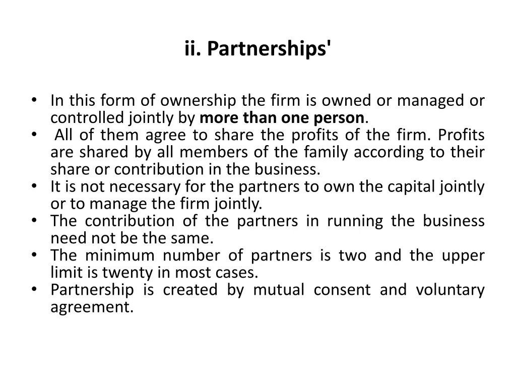 ii partnerships