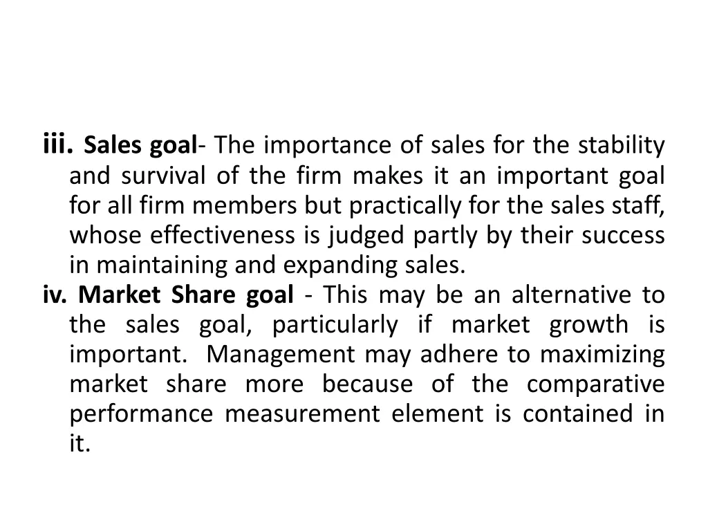 iii sales goal the importance of sales