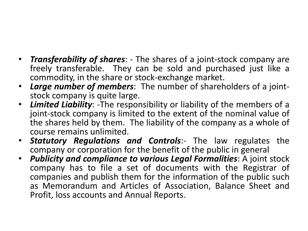 transferability of shares the shares of a joint
