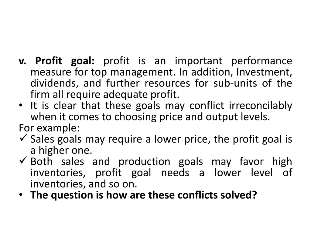 v profit goal profit is an important performance