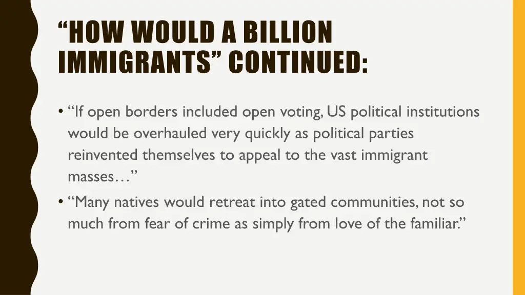 how would a billion immigrants continued