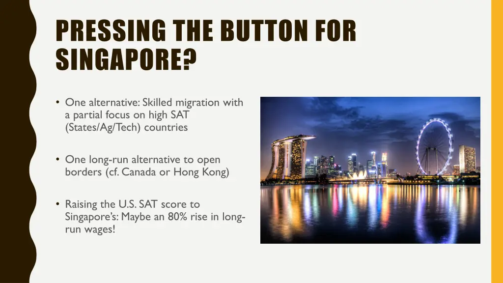 pressing the button for singapore
