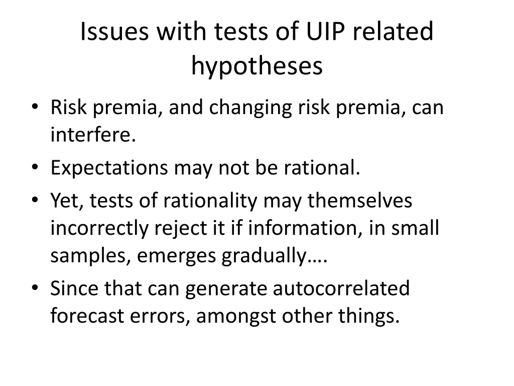 issues with tests of uip related hypotheses