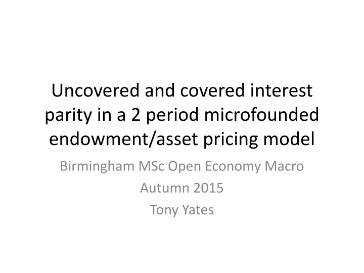 uncovered and covered interest parity