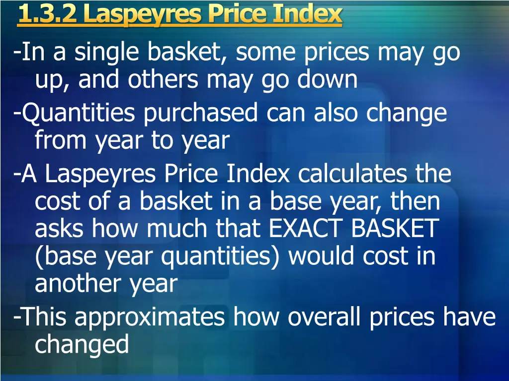 1 3 2 laspeyres price index in a single basket