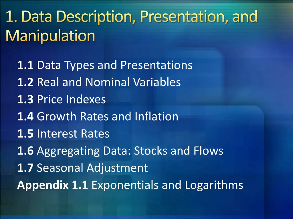1 data description presentation and manipulation