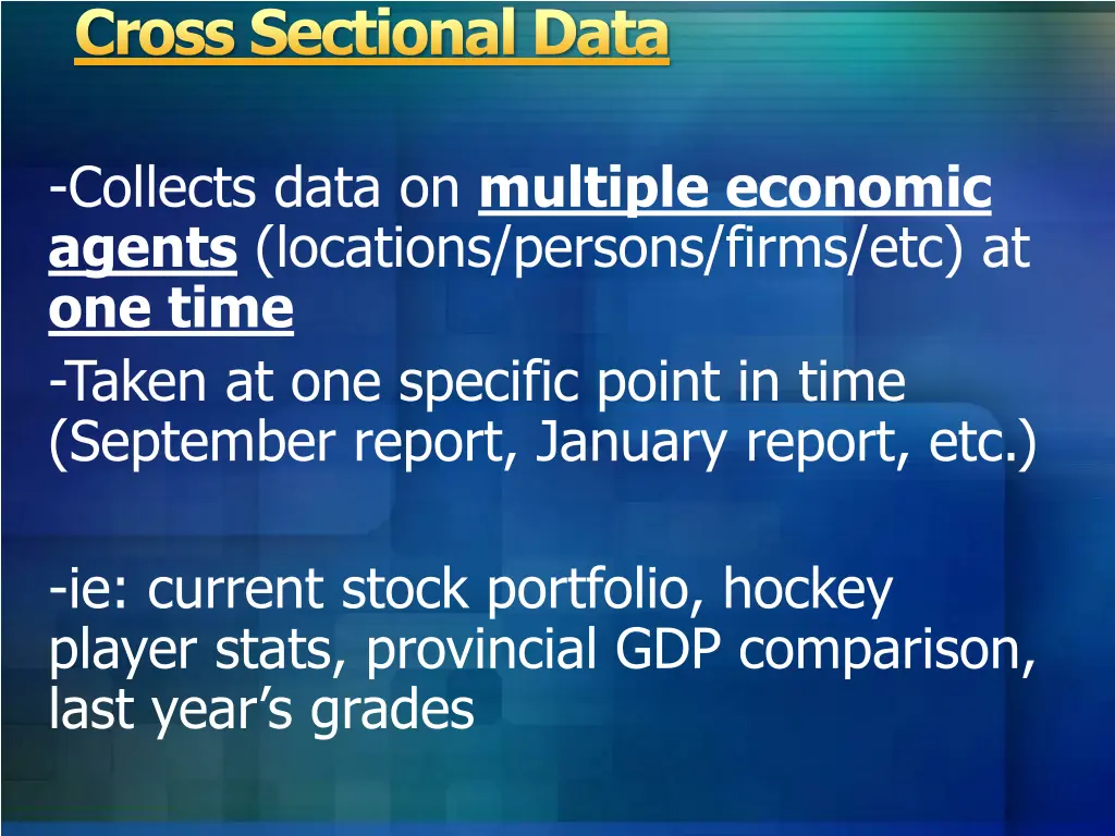 cross sectional data