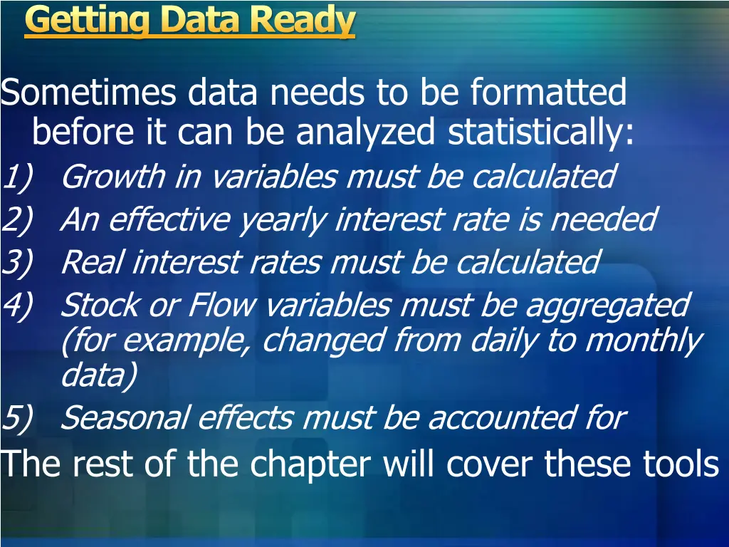 getting data ready