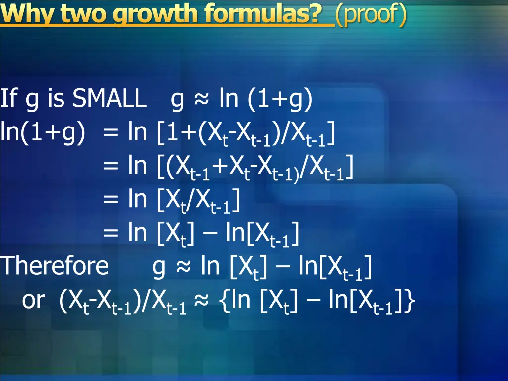 why two growth formulas proof
