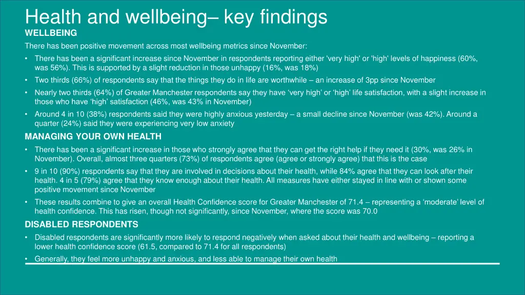 health and wellbeing key findings wellbeing there