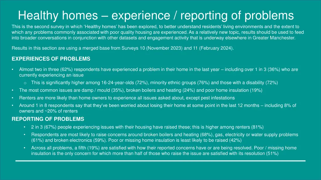 healthy homes experience reporting of problems