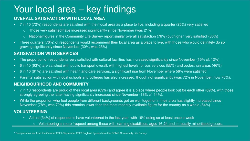 your local area key findings overall satisfaction