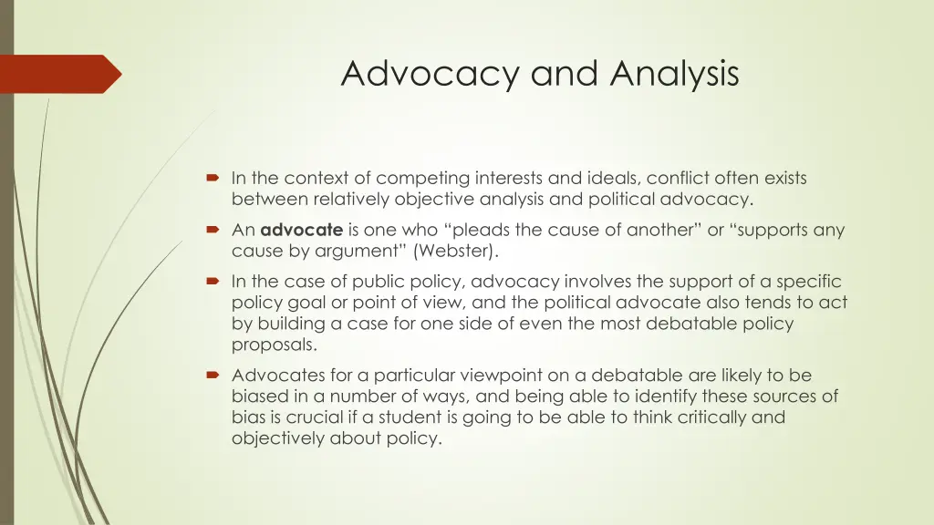 advocacy and analysis
