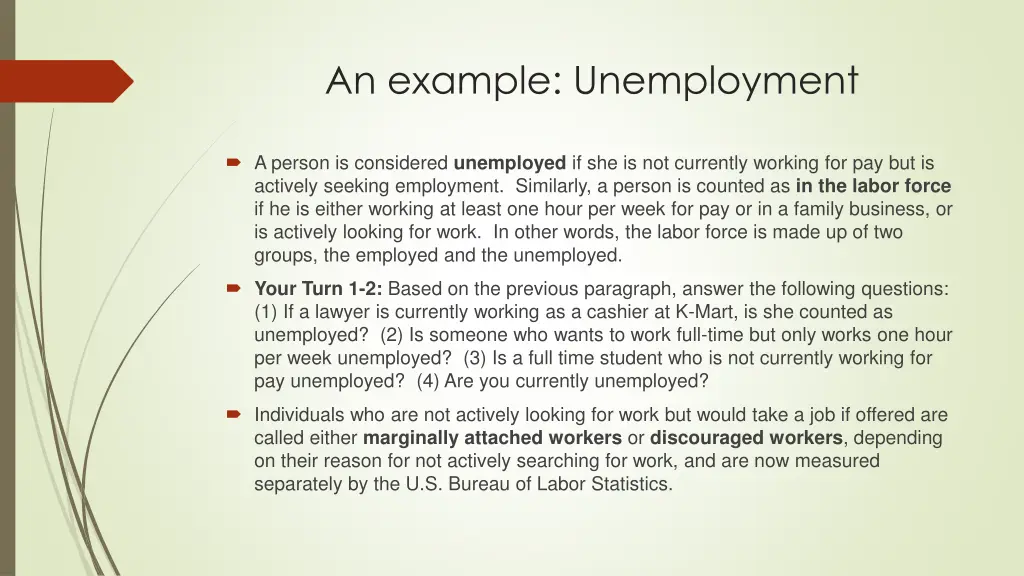 an example unemployment