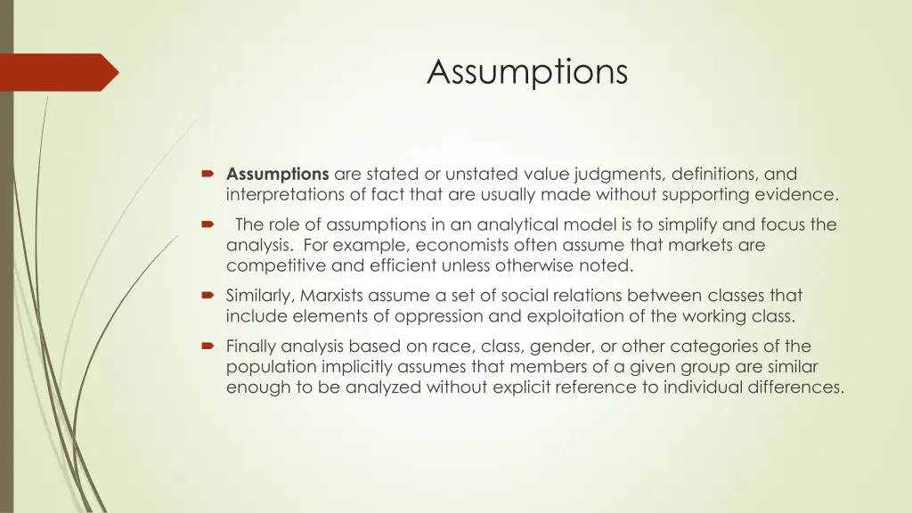 assumptions