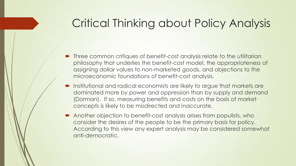 critical thinking about policy analysis
