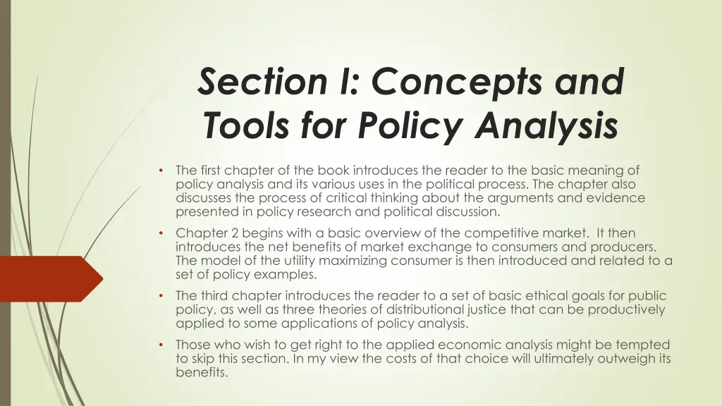 section i concepts and tools for policy analysis