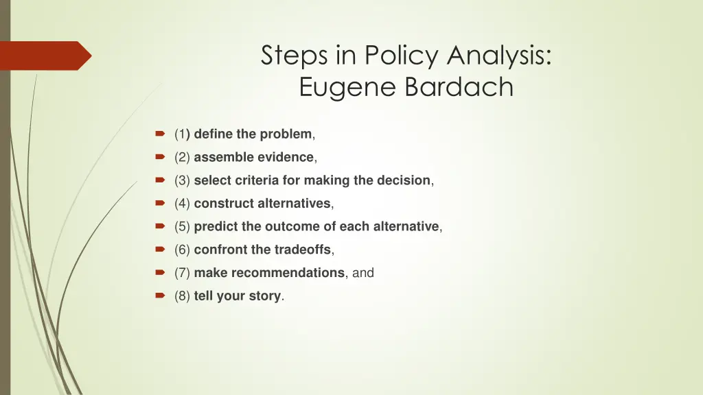 steps in policy analysis eugene bardach