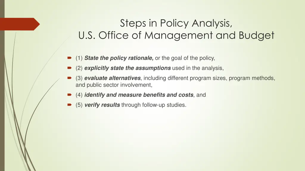 steps in policy analysis u s office of management