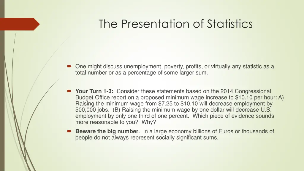 the presentation of statistics