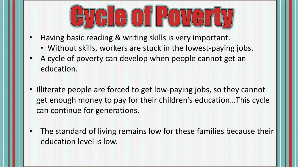 cycle of poverty cycle of poverty having basic