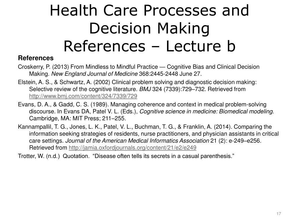 health care processes and decision making