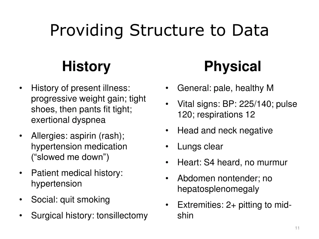providing structure to data