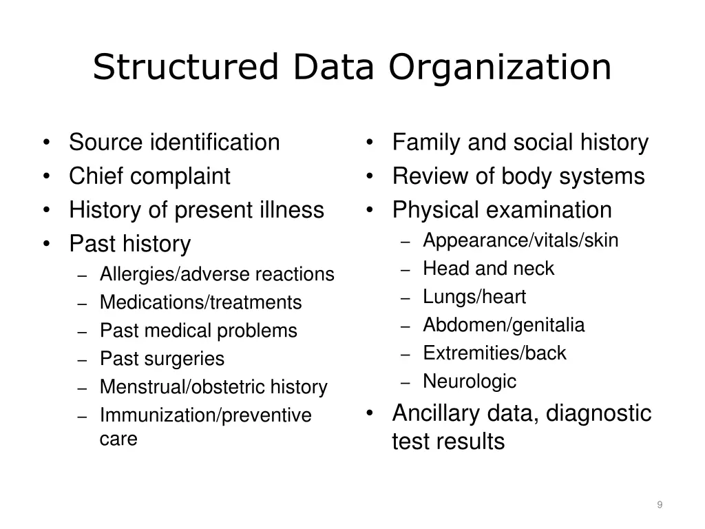 structured data organization