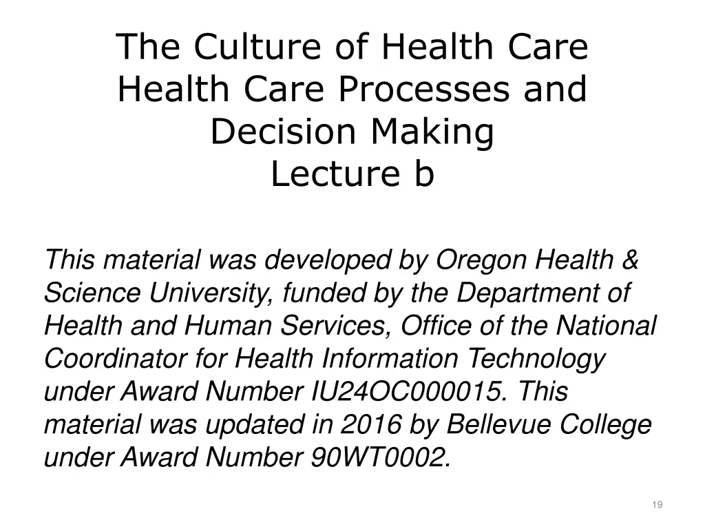 the culture of health care health care processes