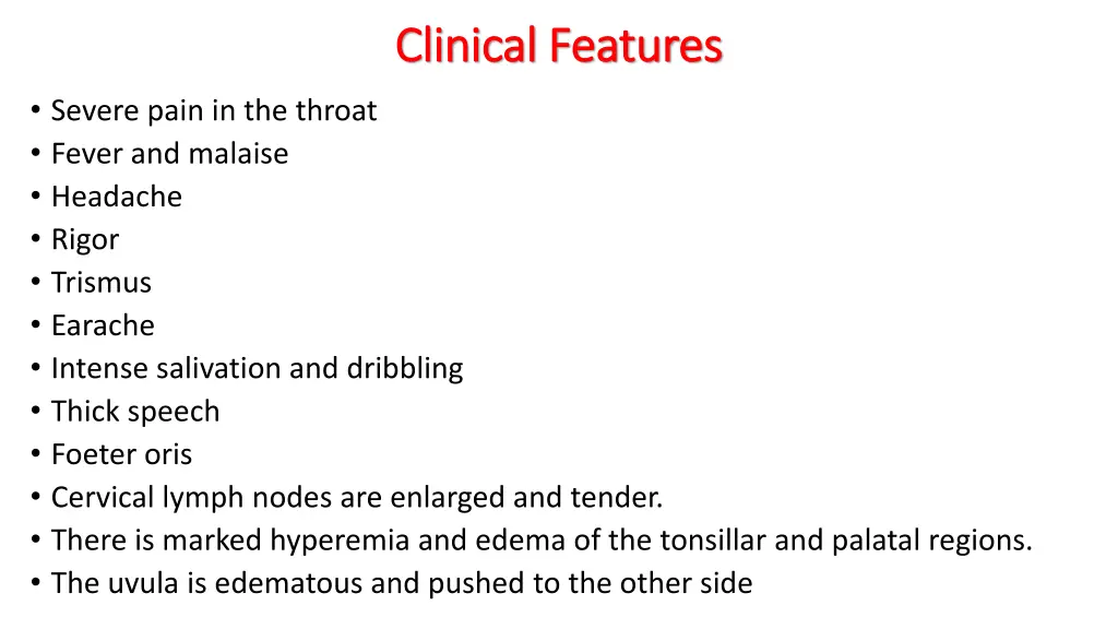 clinical features clinical features