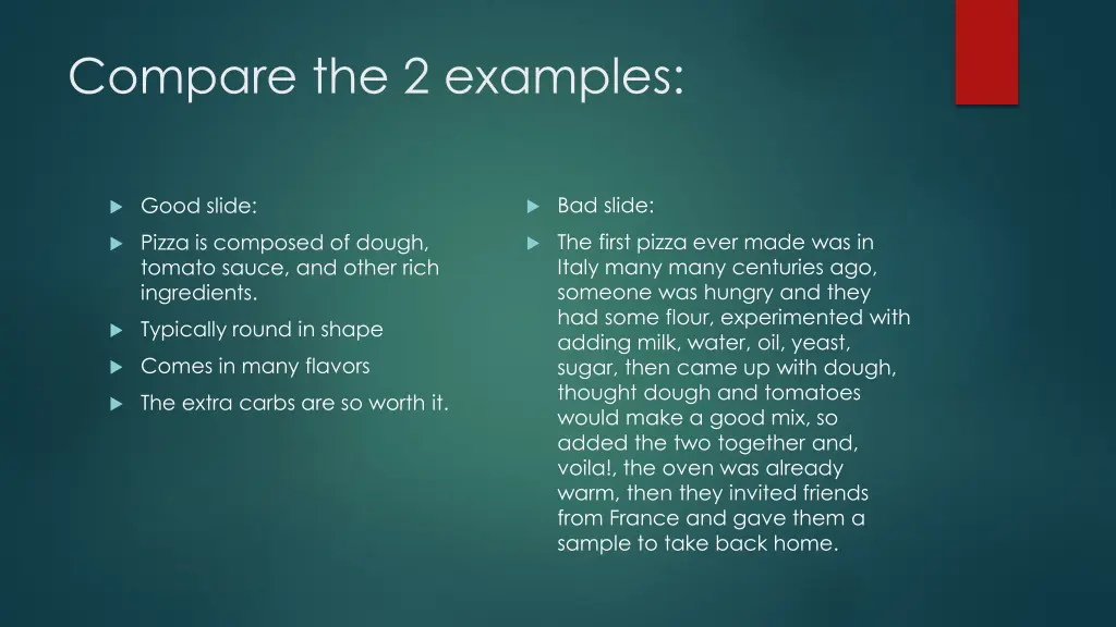 compare the 2 examples